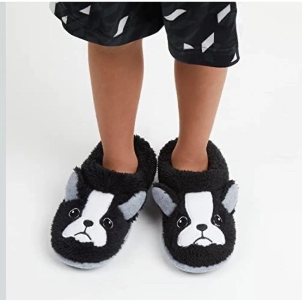 Dearfoams Kids Toddler Little Kid Black Dog Animal Slippers NEW‎ 13/1 US
